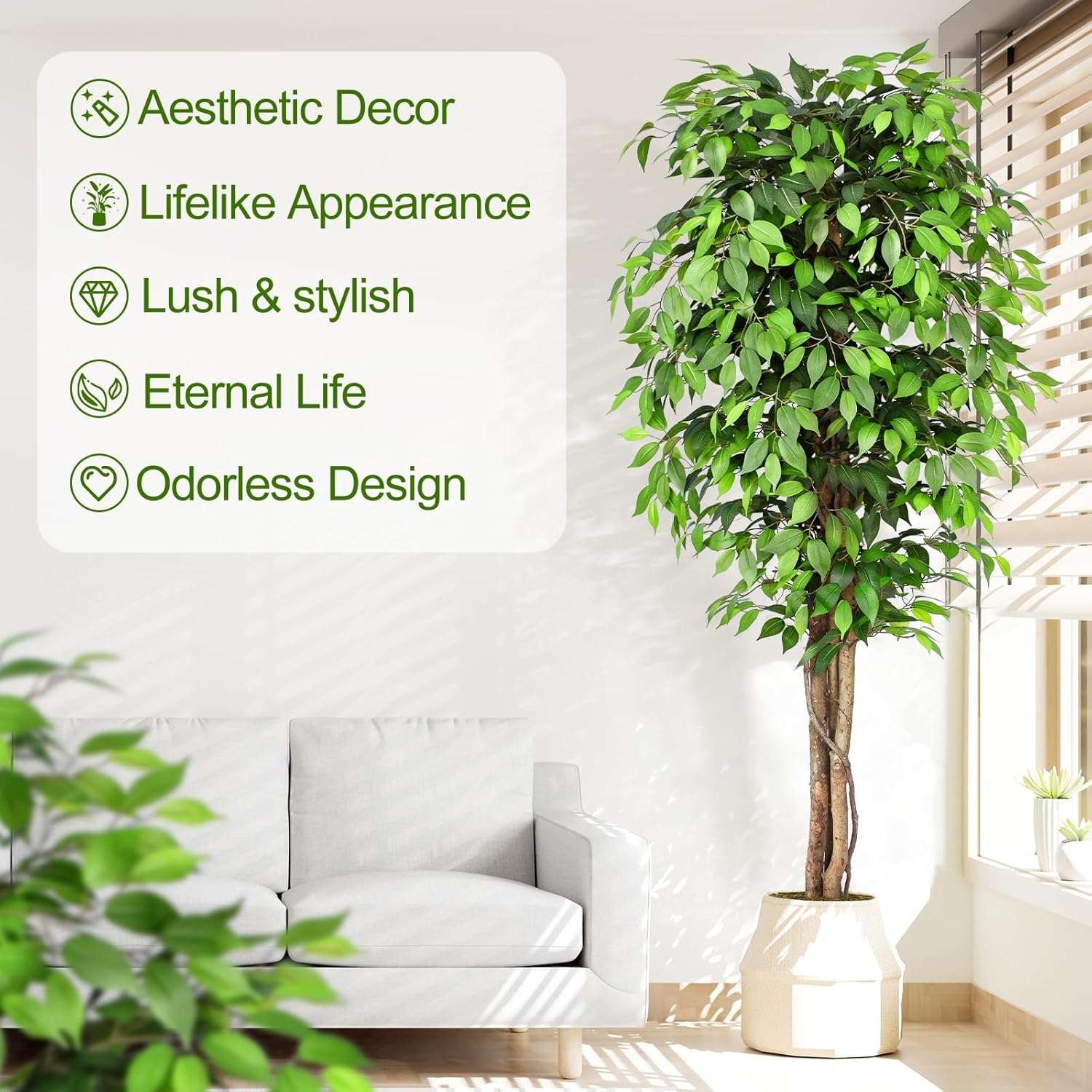 Lifelike Artificial Ficus Tree - Dracaena Marginata recension och pris