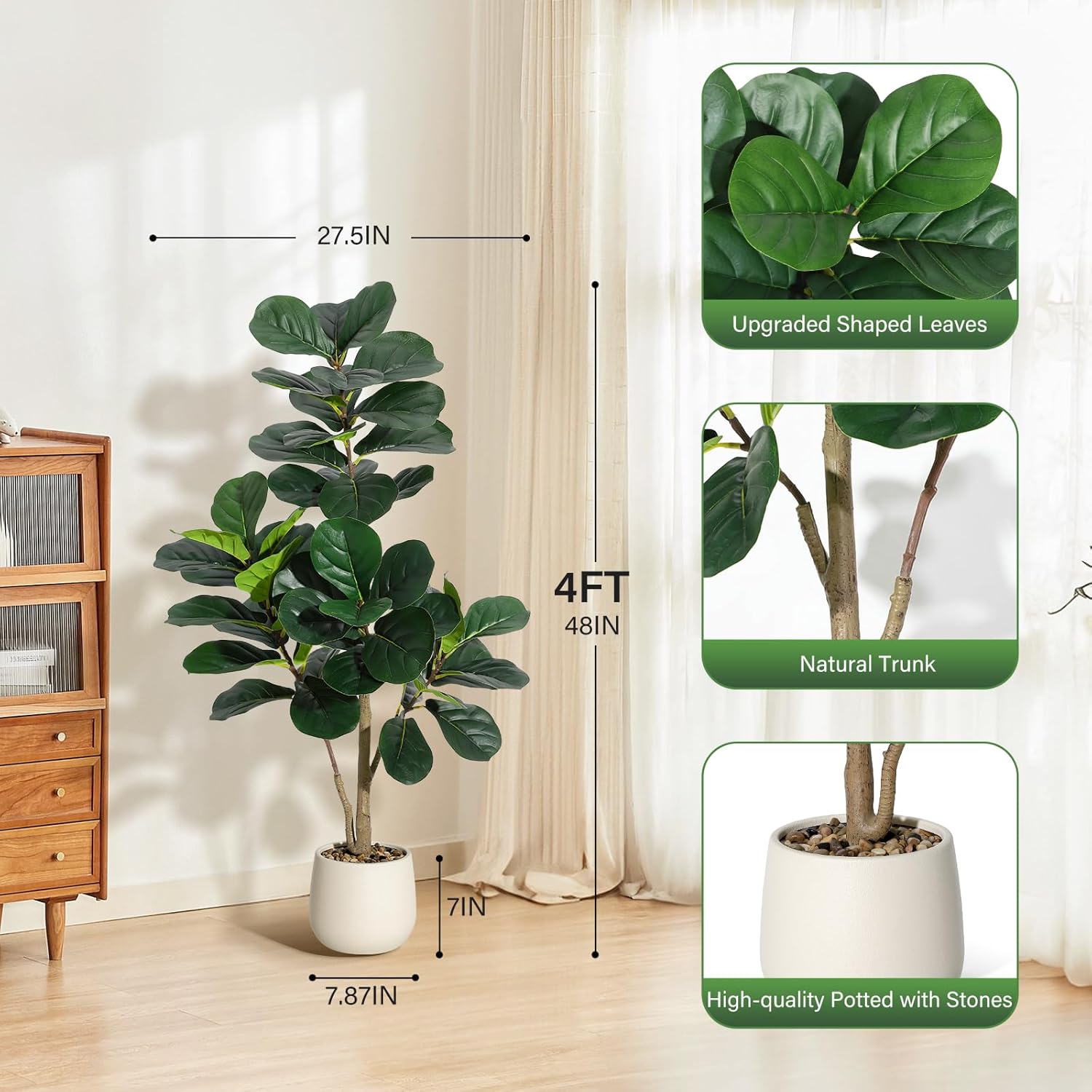 Fiddle Leaf Fig Tree Artificia - Ficus Lyrata Tree recension och pris